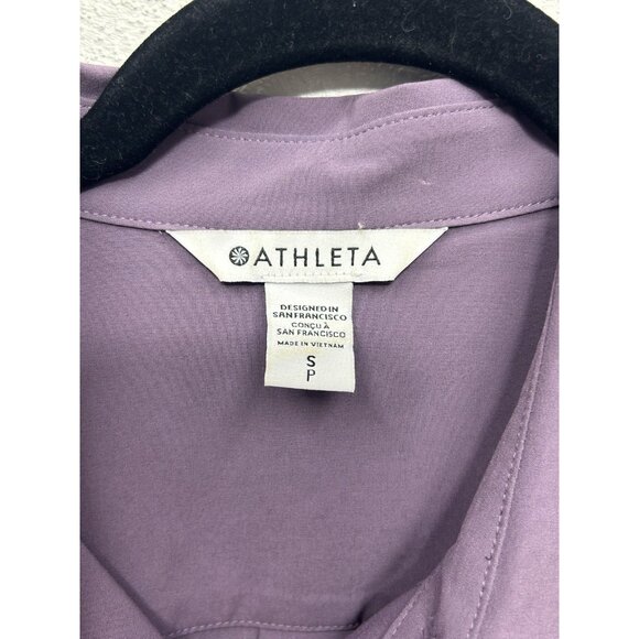 Athleta Urbanite 2.0 Top Small Purple Button Up Chest Pocket Long Sleeve *MINT - Picture 3 of 5